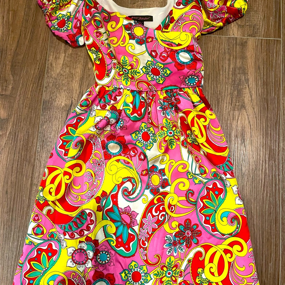 Betsy Johnson Paisley Satin Dress SZ 4